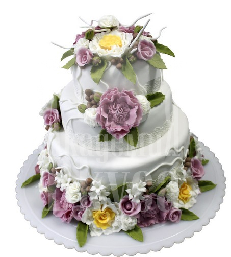 Торт свадебный с цветами